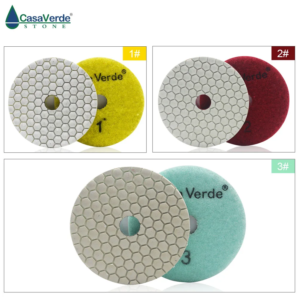 Горячая DC-HW3PP02 4 дюйма сухой 3 шаг 100 мм белый алмаз полировки колодки для камня, мрамора и гранита