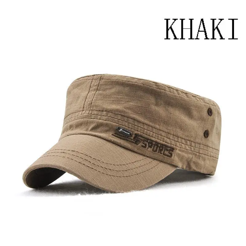 Military Style Cadet Army Cap Men Women Solid Color Washed Cotton Flat Top Summer Autumn Adjustable Chapeau Visor Hats | Спорт и