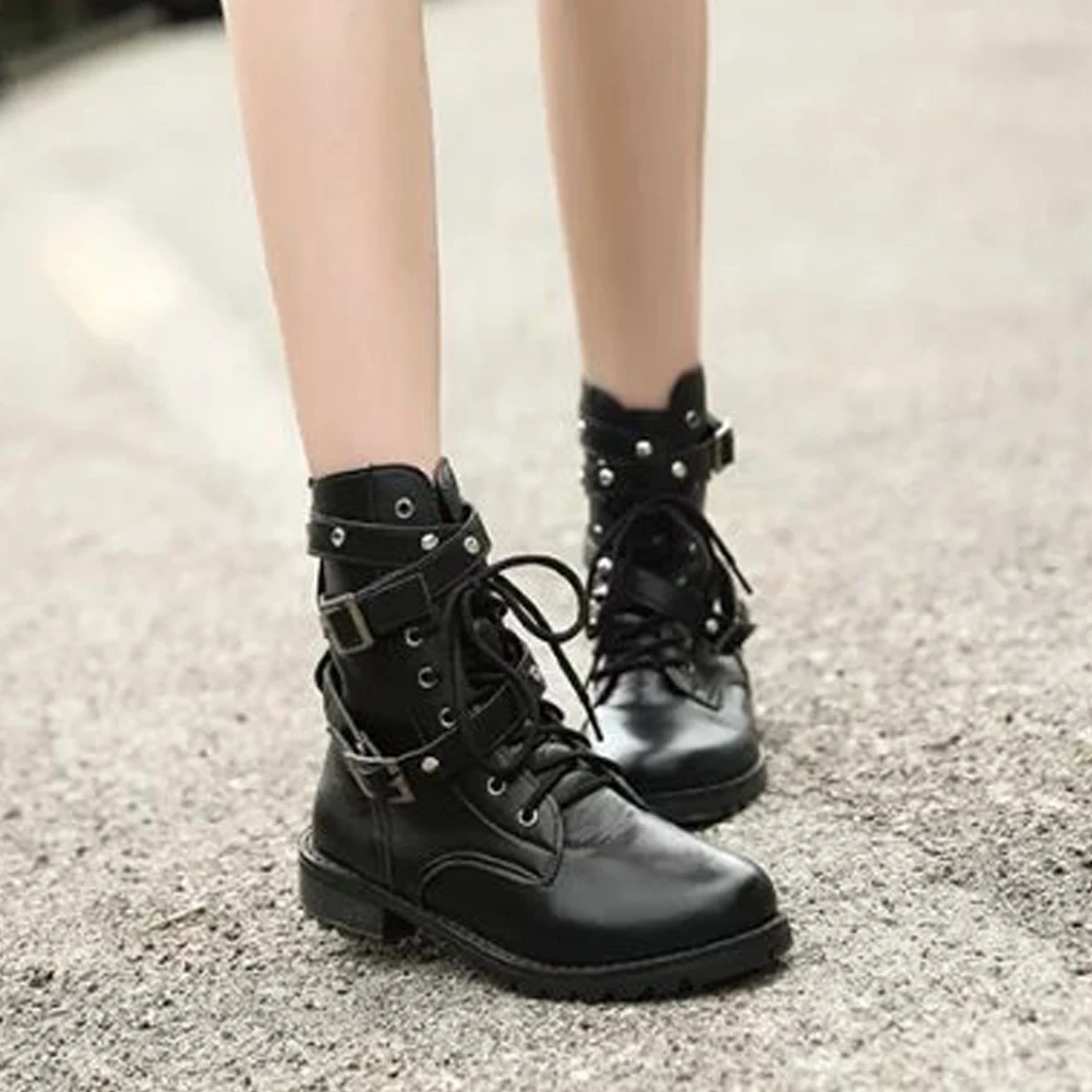 

Women Outdoor Hiking Climbing Shoes Lace up Belts Round Toe Boots Punk Shoes Short Women Outdoor Sport Equipments #1218