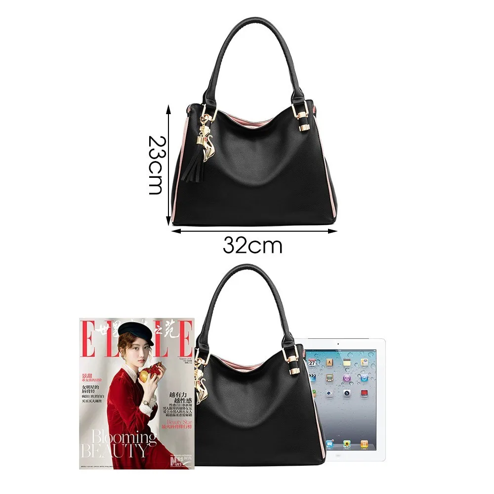 هيرالد أزياء النساء حقائب جلدية الإناث حقيبة كتف عارضة حمل Crossbody حقيبة الأعلى مقبض حقيبة مع شرابة و القط قلادة هيرالد أزياء النساء حقائب جلدية الإناث حقيبة كتف عارضة حمل Crossbody حقيبة الأعلى مقبض حقيبة مع شرابة و القط قلادة