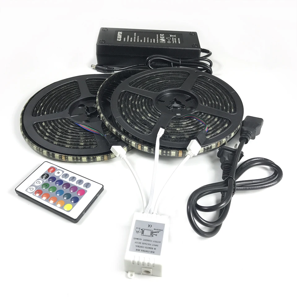 Светодиодная лента 12 В SMD 5050 RGB нейлоновая с блоком питания 5A/ 10A 24/44 ключа ИК пульт