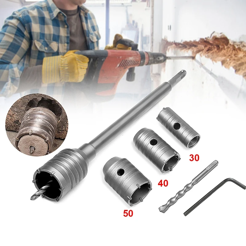 3Pcs 30/40/50Mm Sds Plus Shank Hole Saw Cutter Concrete Cement Stone Wall Drill Bit With Wrench 3Pcs 30/40/50Mm Sds Plus Shank Hole Saw Cutter Concrete Cement Stone Wall Drill Bit With Wrench
