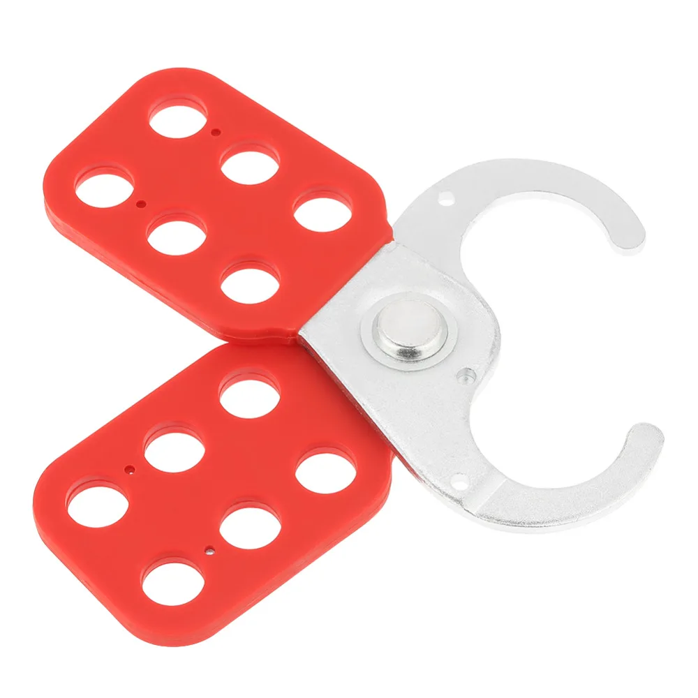 

1Pcs Safety Lockout Hasp Industrial Lock 6 hole Steel Hook with Plastic Coated Body Red Color Steel Lockout Hasp Hardware Newest