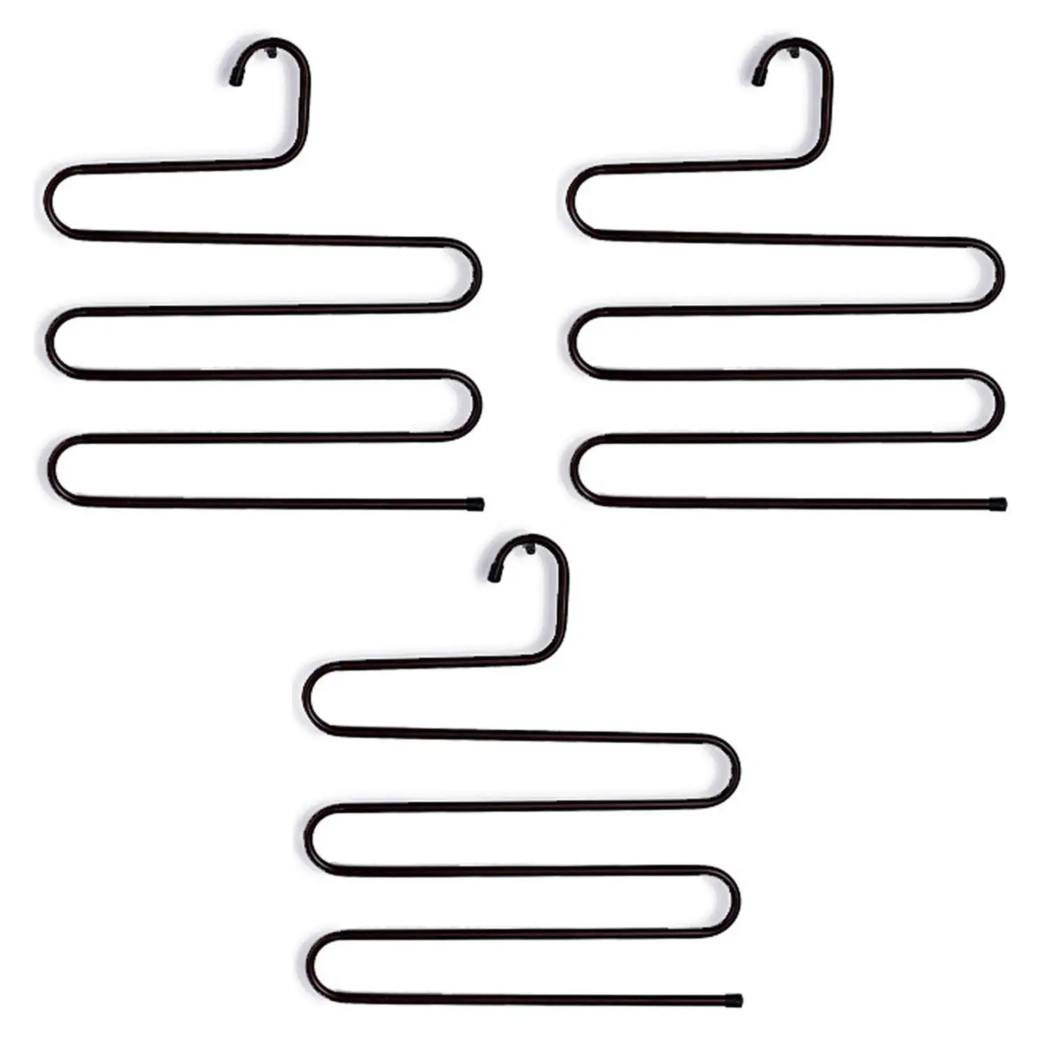 

3PCS 5-Layer S-Type Multifunction Metal Non-Slip Trousers Pants Skirts Jeans Scarf Rack Hanger Organizer for Cabinet Closet Wa