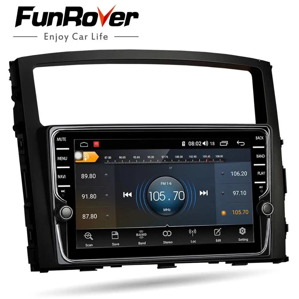 Discount Funrover 8 core android 9.0 2 din car dvd player For Mitsubishi Pajero 4 V97 V93 gps navigation multimedia stereo player DSP IPS 4