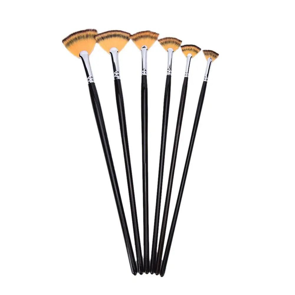 

1pc Kids Student fan shap Gouache Painting Pen Nylon Hair Wooden Handle Paint Brush set Drawing Art Supplies