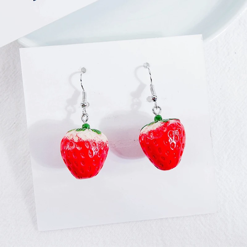 

Sale Cute strawberry Fruit Women Drop Earring Exquesite Beautiful Lovely Ear Clip Girls Sweet Fashion Jewelry