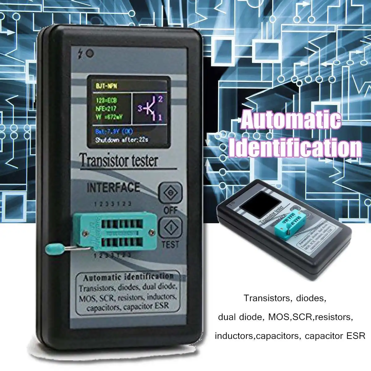 

1.8 Inch TFT LCD M328 Transistor Tester Diode Triode Check Capacitance Meter Digital Multimeter Instruments Tools MOS ESR