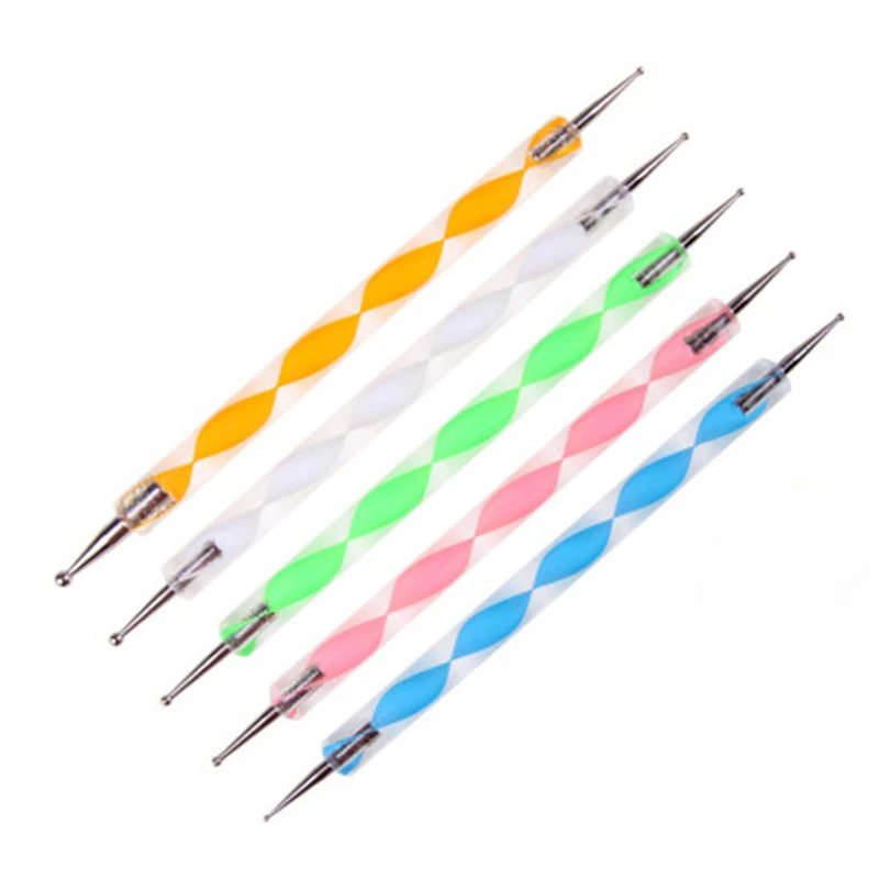 

5 Pcs Point Drill Creasing Pen Clay Modeling Tool Spiral Double Head Nail Art Dotting Tools DIY Ball Styluses Tools