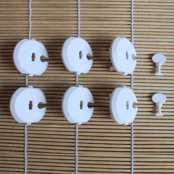

6PCS Socket Cover+2PCS Key For Home Plug Protection Cover Childproof Baby Safety Electric Anti-electric Shock Outlet Socket Set