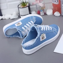New 2019 Spring Summer Women Canvas Shoes flat sneakers women casual shoes low upper lace up white shoes