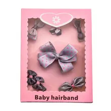 HTHL-серый 1 комплект из 6 предметов ткани мультфильм принцесса лук пятиугольные заколки-клипсы для волос подарок на день рождения аксессуары головной убор подарок