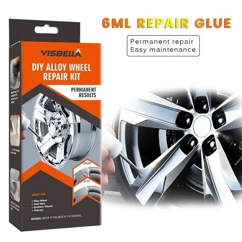 

DIY Alloy Wheel Repair Adhesive Kit 5 Minutes General Purpose Silver Paint Fix Tool for Car Auto Rim Dent Scratch Care Accessory