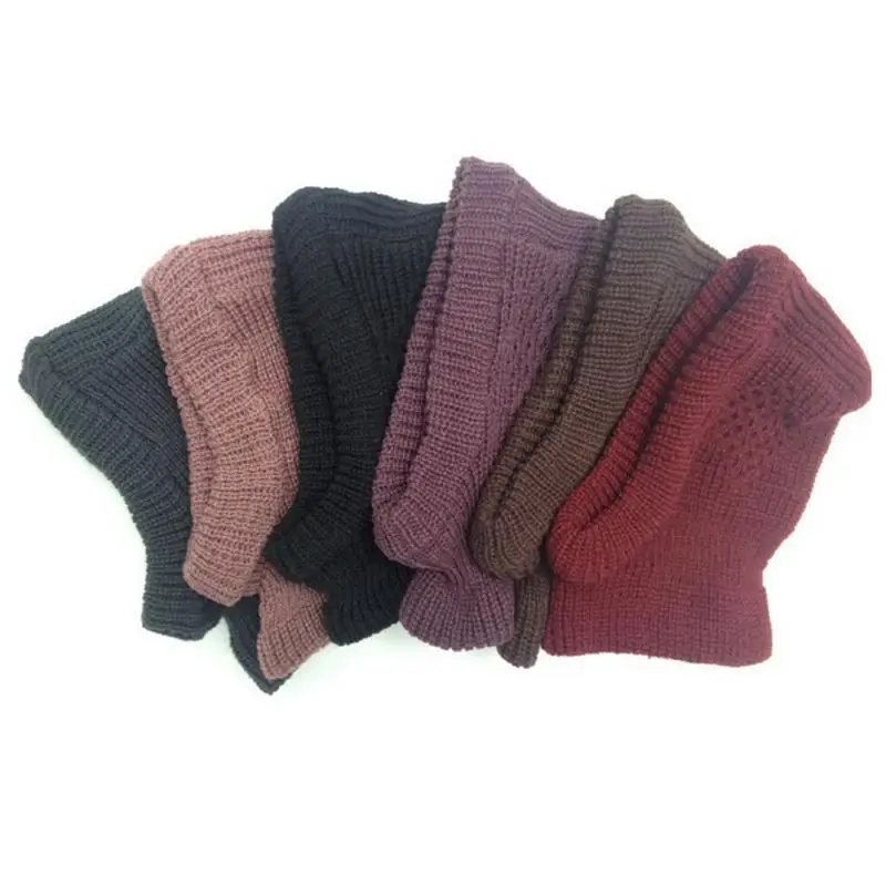 

Outdoor Winter Unisex Cashmere Knitted Caps Hooded Collar Elastic Hat for Men Women Warm Thick Wool Neck Ski Climbing Hat