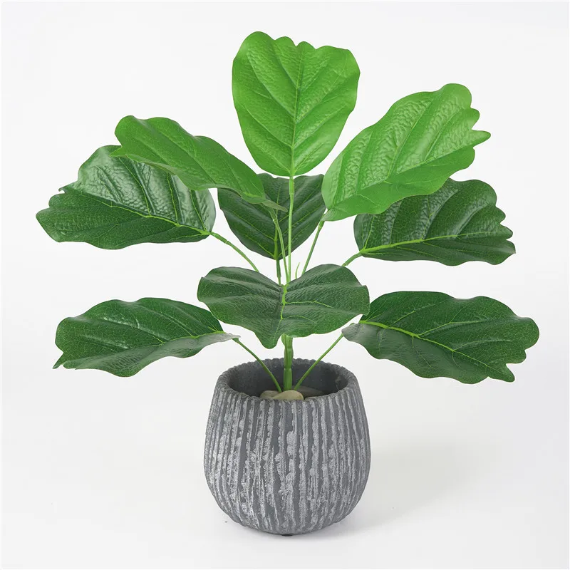

1pc Artificial Banana Leaf Plants Fake 9 Tree Leaves Greenery Decorative Plastic Home Office Garden Decor (Pot Not Included)