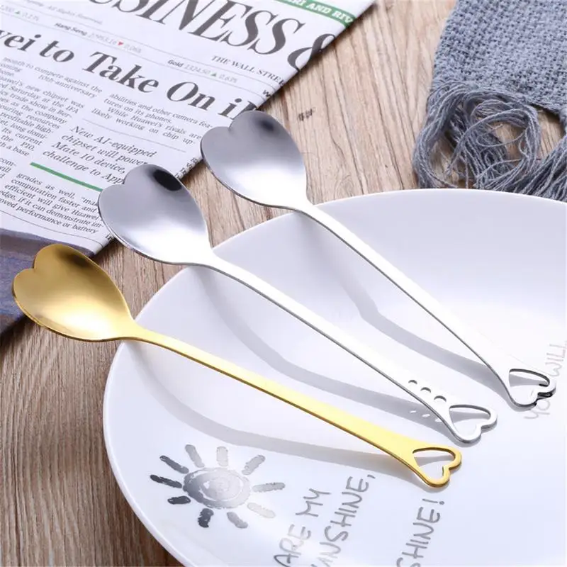 

Stainless Steel Coffee Spoon Non-toxic Hollow Heart Shaped Kitchenware Spoons For Stirring Tea Or Cafe