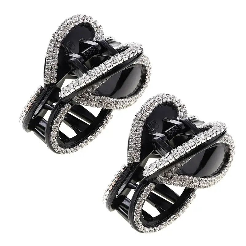 

2PCS Hair Claw Wingless Clip Simple Large Hair Claw Clamp for Women Girls (Black)
