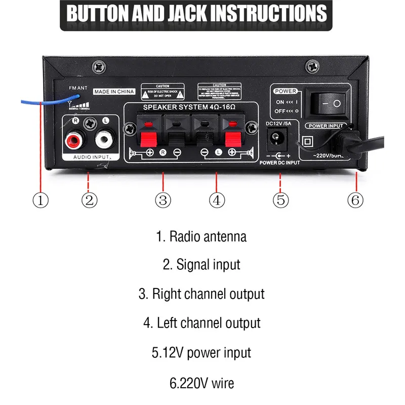 220 240 в 600 Вт 2CH Hifi цифровой аудио усилитель 4 16 не поддерживает Bluetooth стерео караоке