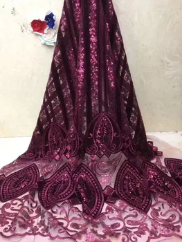 

African French velvet lace fabric sequence 2019 high quality bridal Nigerian embroidered tulle mesh Swiss guipure sequins lace