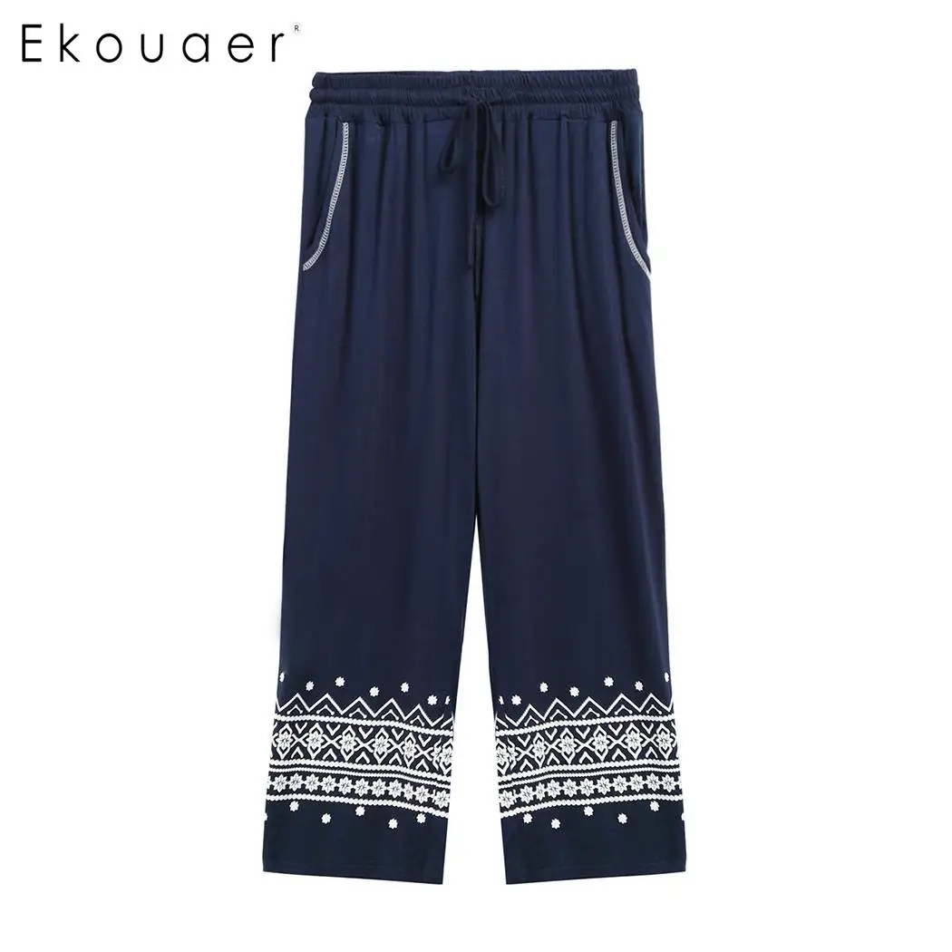 Ekouaer Women Cotton Sleep Bottoms Nightwear Soft Pant Elastic