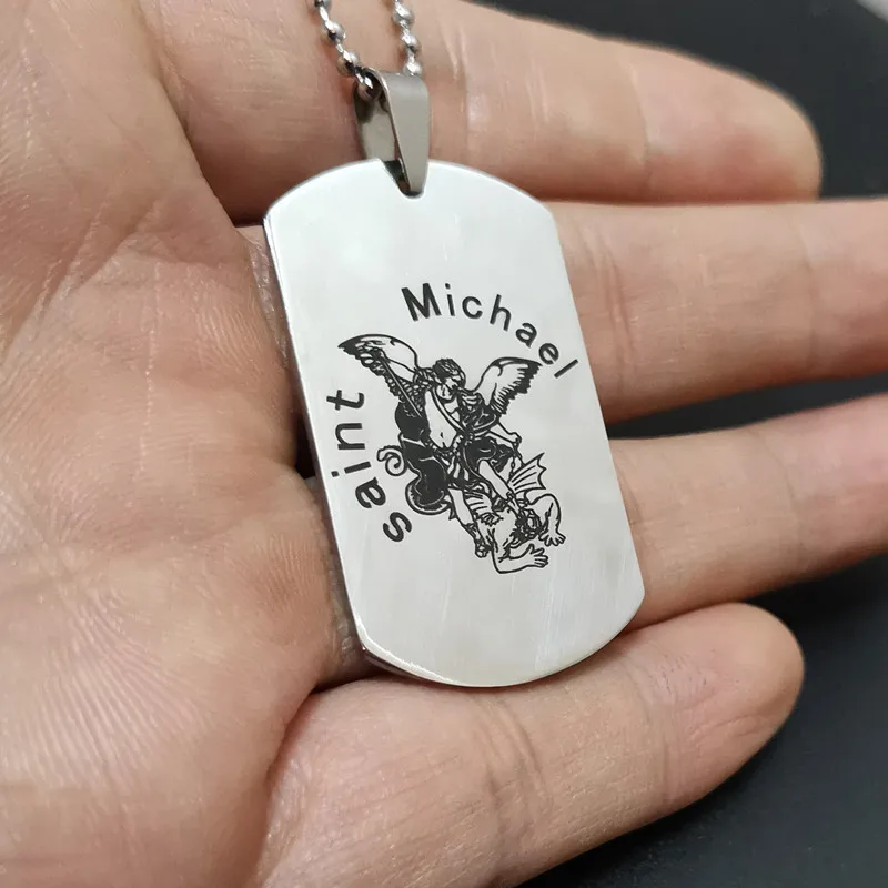 Колье с овальной подвеской Saint Michael Pewter ювелирные изделия из нержавеющей стали