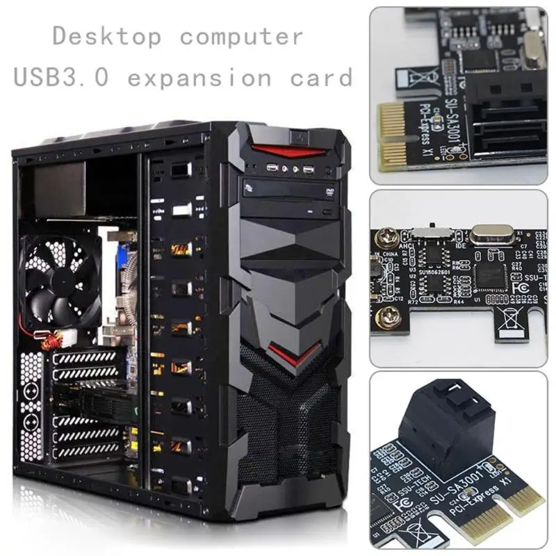 Tarjeta de expansión del controlador PCI-E a 2 puertos SATA 3,0 compatible con el sistema PE añadir en la tarjeta para SSD HDD IPFS la minería