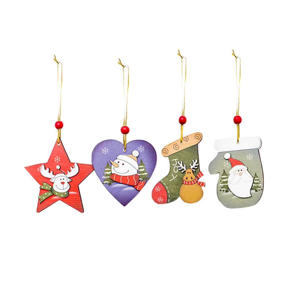 US 2PCS Wooden Christmas Tree Hangers Hanging Decorations DIY Pendants Gifts NEW