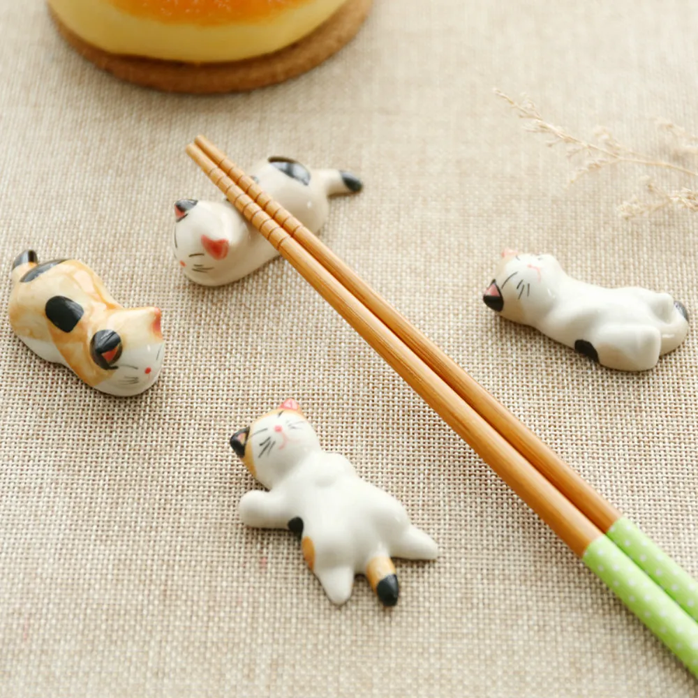 

Recruit Wealth Kitten Chopstick Frame Ceramics Tableware Chopsticks Support Zakka Japanese Groceries Pigmented