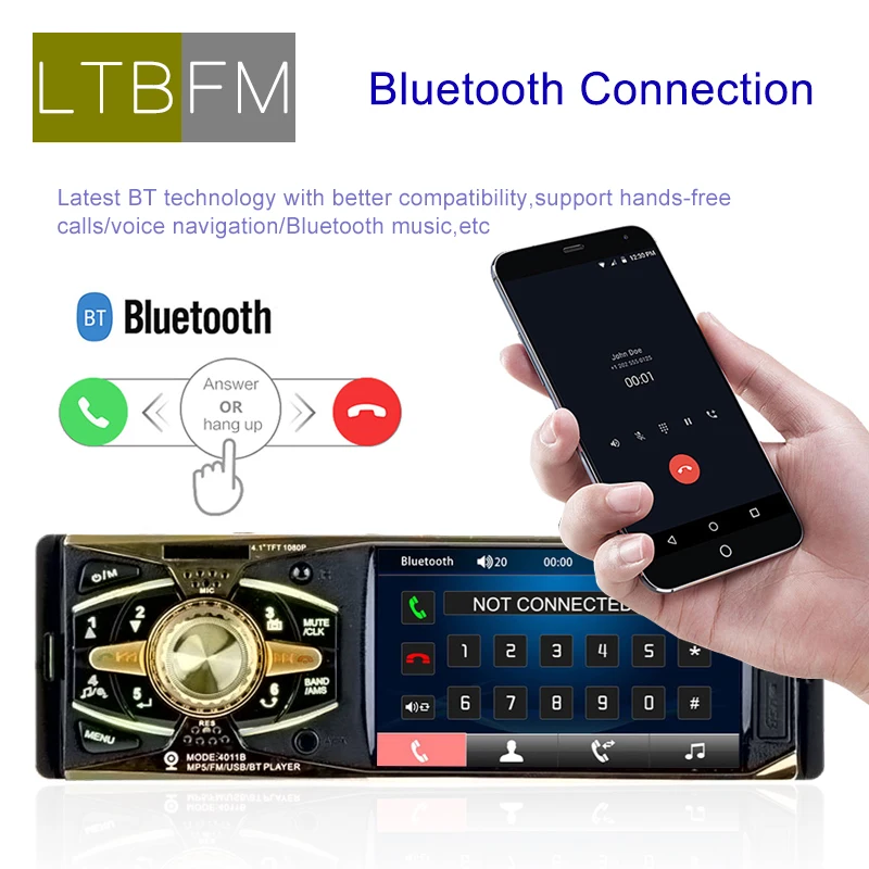 LTBFM Autoradio 1 din car radio 4011B car stereo bluetooth audio recorder USB SD AUX Input radio auto mp3 car player With Camera