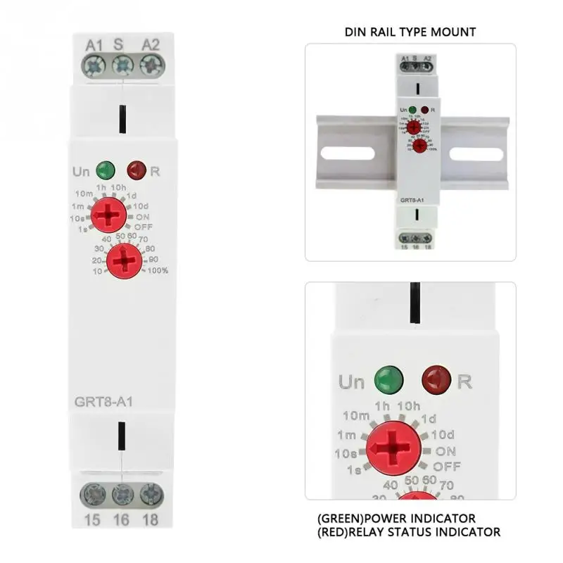 

GRT8-A1 Mini Power On Delay Time Relay DIN Rail Type AC/DC 12V240V Timer Relay Board High Quality