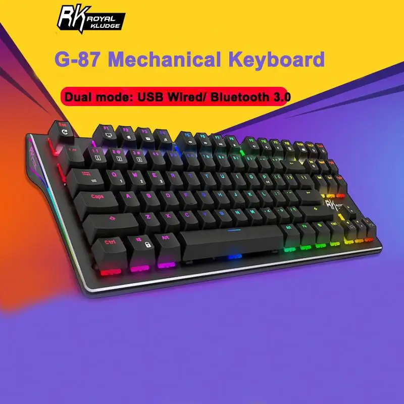  RK G-87 87keys Wireless bluetooth 3.0 USB Wired Mechanical Keyboard Dual Mode Gaming Keyboard Brown