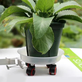 

Behogar 27.5cm 360 Degree Rotatable Translucent Resin Flower Potted Plant Caddy Rollers with Wheels for Patio Garden Yard Lawn