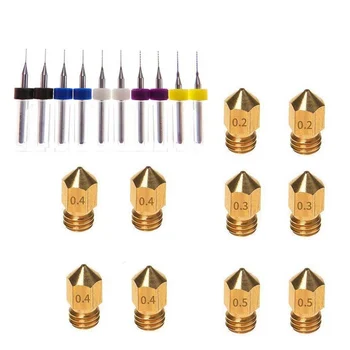 

10pcs MK8 Extruder Nozzle Extruder Brass Nozzle Print Head +10 pcs Drill Bits Extruder Nozzle Cleaner For Universal MK8 3D Pri