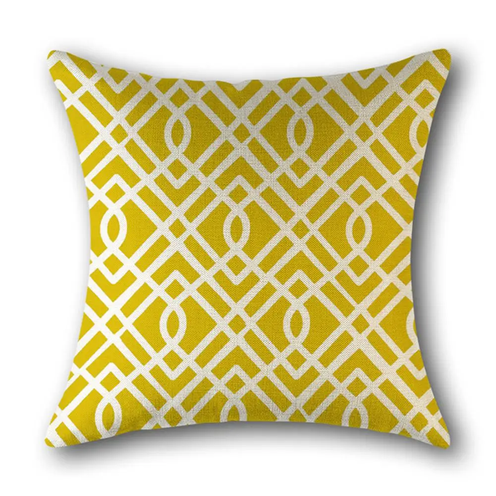 

Adeeing Modern Simple Yellow Geometrical Printing Linen Cushion Cover