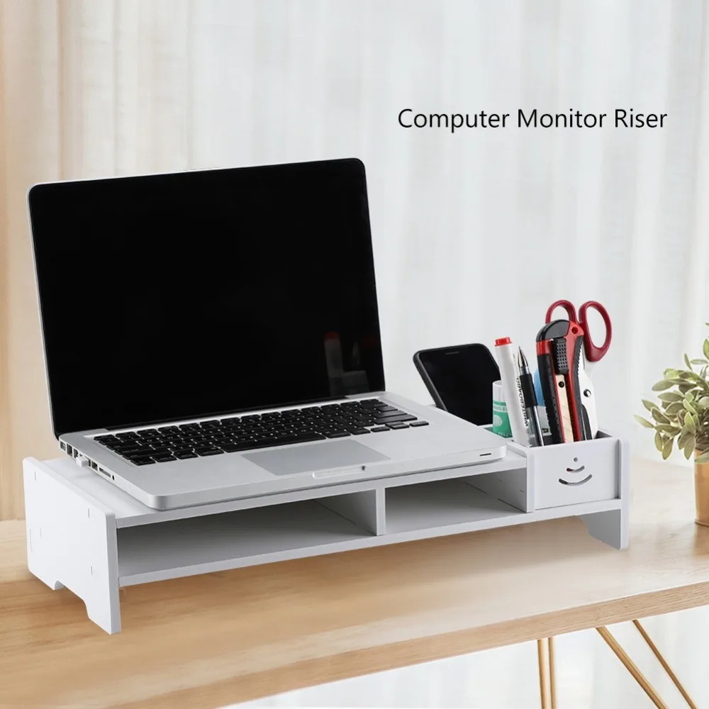 

Computer Monitor Riser Laptop PC Stand Home Office Desktop Table Storage Organizer Shelf New