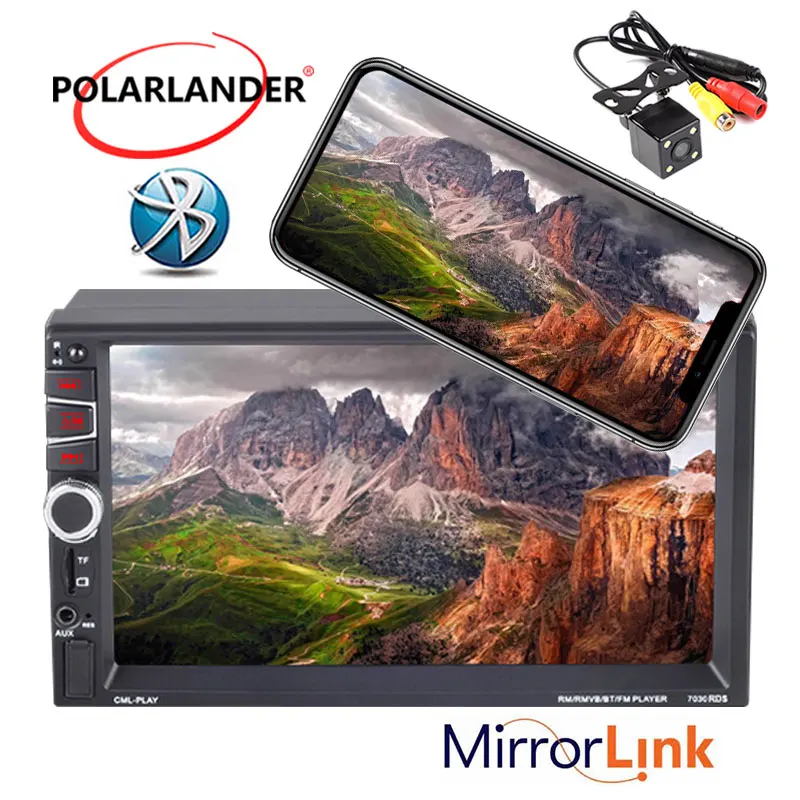 

7" 2 Din Car Radio Bluetooth Rear Camera Mirror Link For Android Multimedia FM USB Charger HD Video Playback MP5 Player RDS