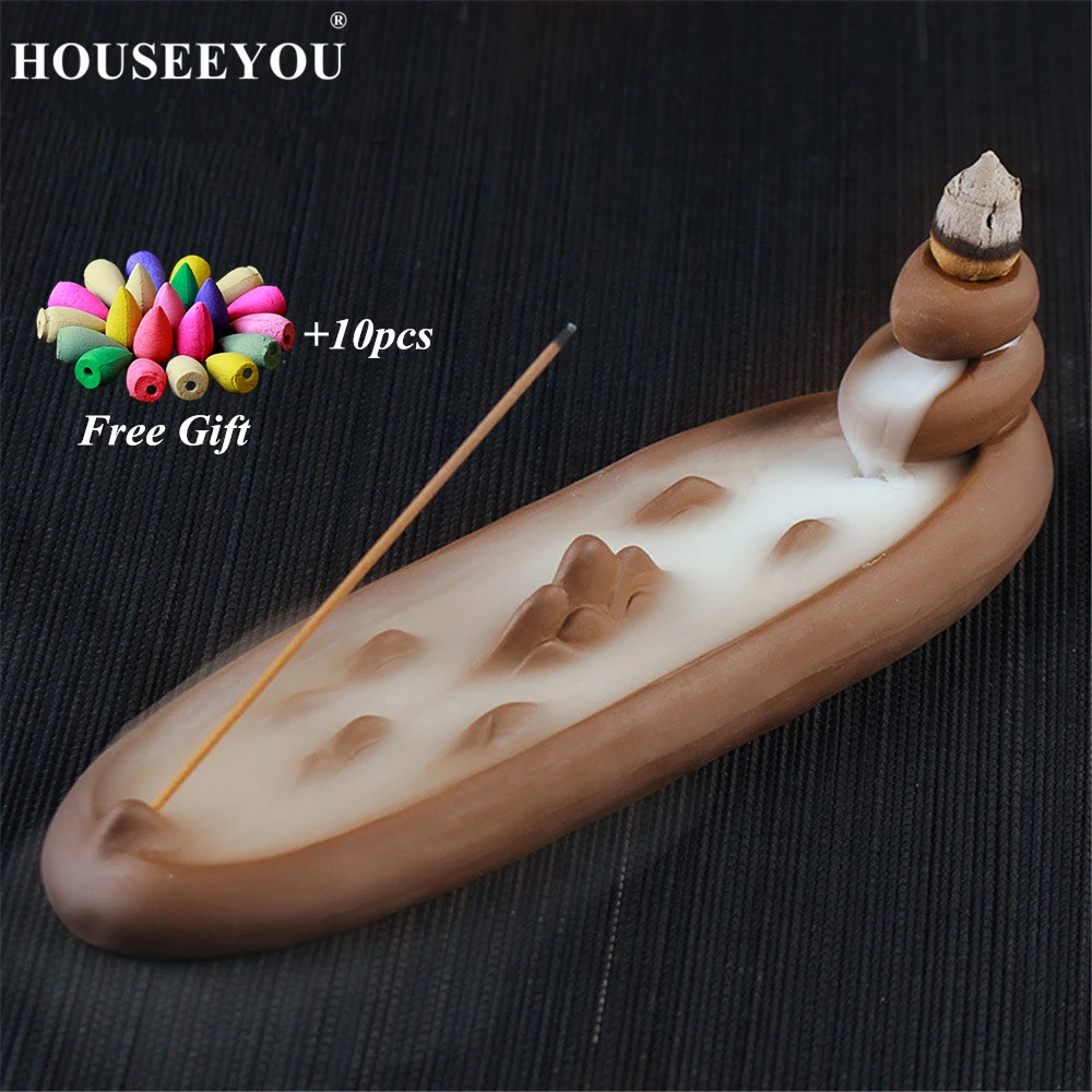 

Boat Shape Waterfall Incense Burner Stick Backflow Incense Holder Aromatherapy Aroma Smoke Censer Home Office Tea Zen Room Craft