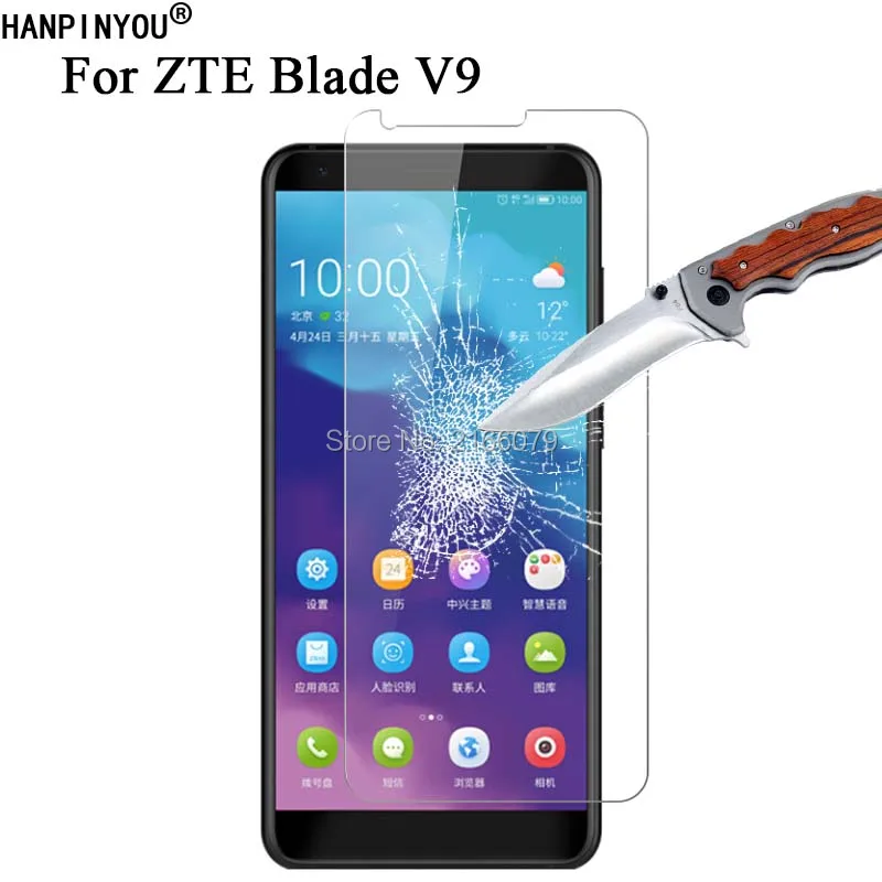 

New 9H 2.5D Tempered Glass Screen Protector For ZTE Blade V9 V 9 5.7" Protective Film + Clean Tools