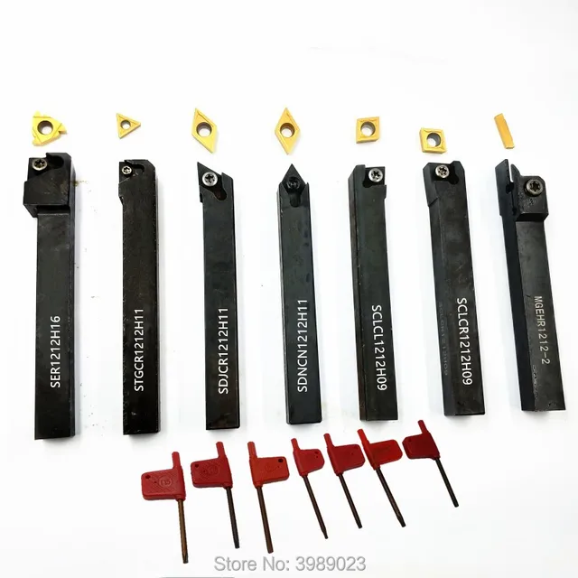7 PCS 12mm CNC turning tool with carbide blade screw cutting tool