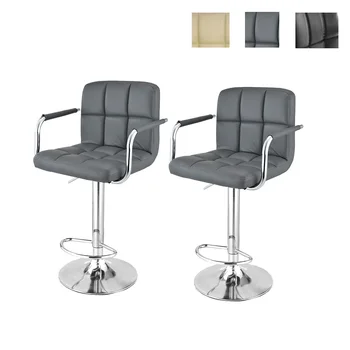 

2pcs Swivel Lifting Bar Chairs Rotating Adjustable Height Bar Stool Chair Stainless Steel Stent Armrest Footrest