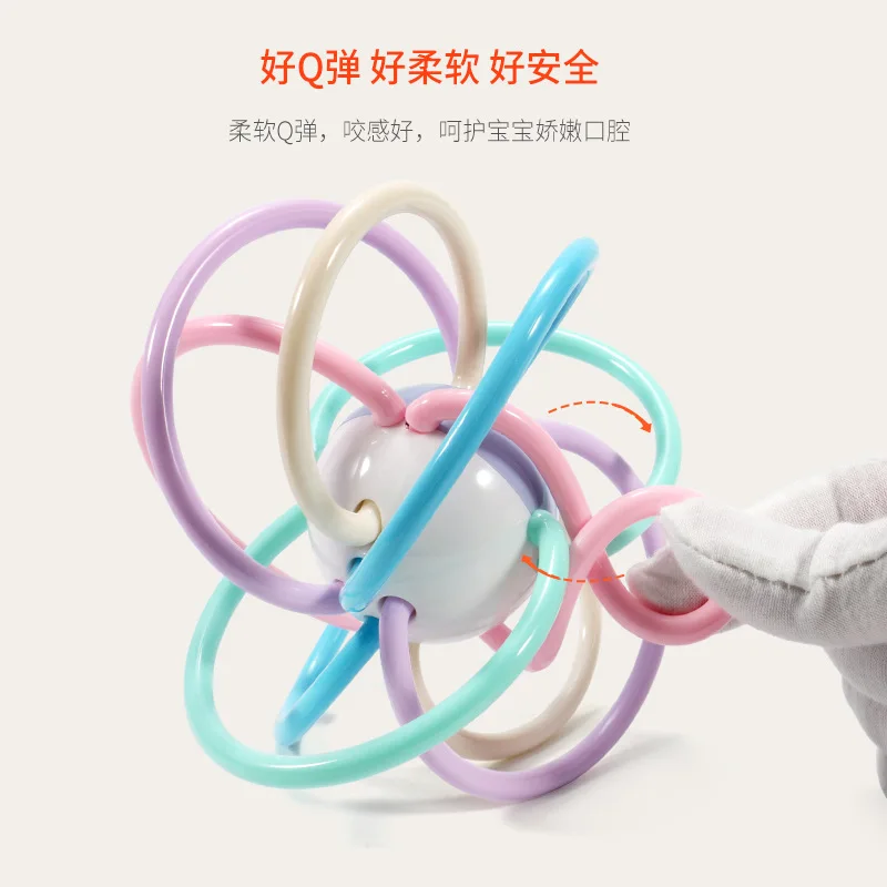 Baby Toys 0-1-Year-Old Baby 3-6-12 a Month Puzzle Early Childhood Teether Comfort Gutta-Percha Rattle Bell