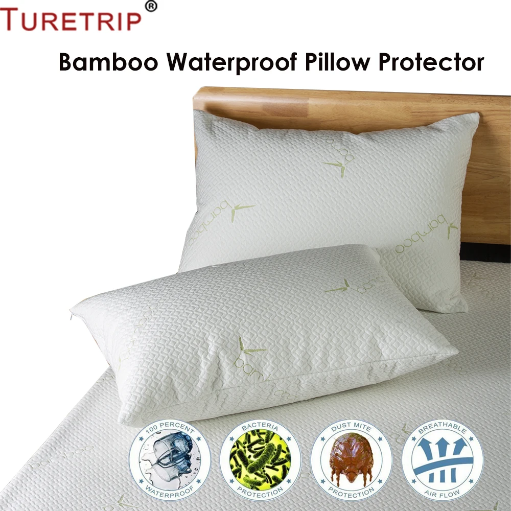 Turetrip бамбуковая Подушка протектор непромокаемая молния Стиль чехол для кровати подушки детские Encasement гипоаллергенный Bedbug доказательство моющийся