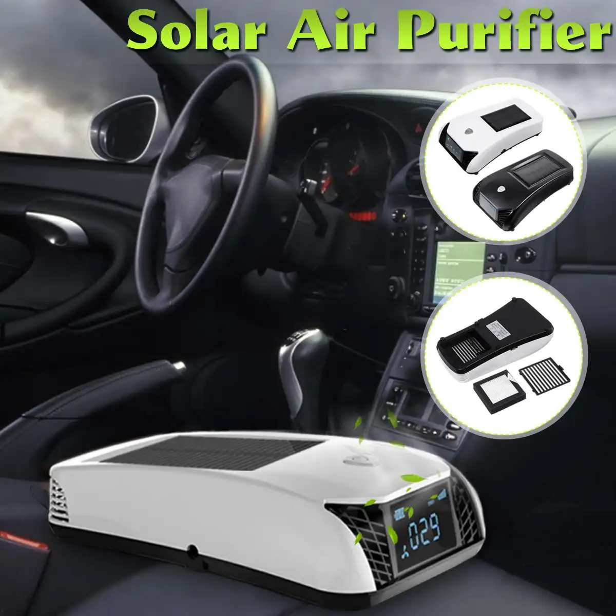 

Solar Car Air Purifier Formaldehyde Screen Smell Removal Anion Car Air Ionizer Household Sterilize USB Auto Air Freshener