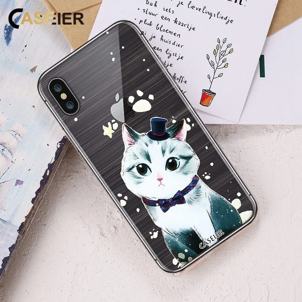 CASEIER 3D Relief Cute Cat Case For iPhone 7 8 X Soft Silicone TPU Lovely 5s 6 6s Plus Cats Funda Coque Capa |