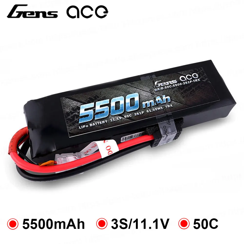 Батарейка Gens ace Lipo 11 1 В 5500 мАч 3S 50C TRX разъем 1/8 RC автомобильные аккумуляторы для