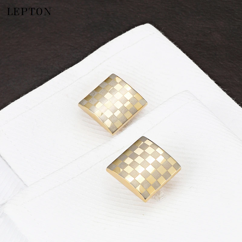 

Lepton Fashion French Shirt silver Laser Engraving Men Jewelry Unique Wedding Groom Cuff Links Business Gold Cufflinks For Mens