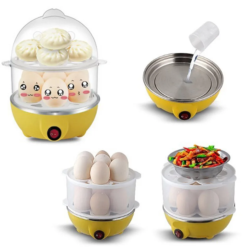 

2-Layer Rapid Egg Cooker Steamer Electric Egg Poacher Boiler 14 Egg Capacity Removable Tray WXV Sale
