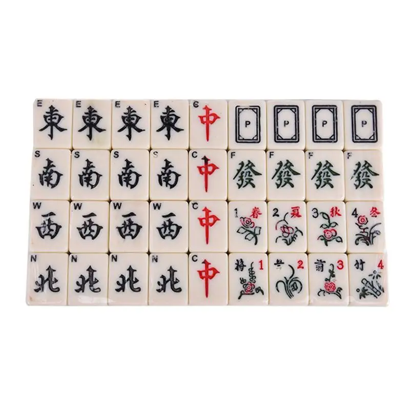 Card Games 144 Tiles Mah-Jong Set Multi-color Portable Vintage Mahjong Rare