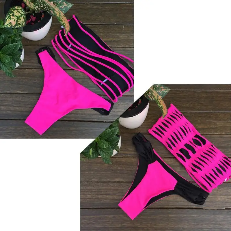 Набор трубок бандо Пляжная полоска без сапога бикини купальник облегающий