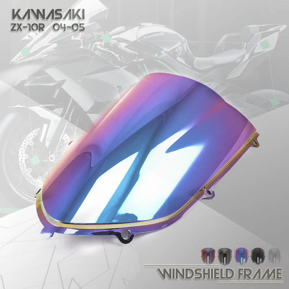 Motorcycle Double Bubble ABS Windshield Windscreen Screen Protector Wind Deflectors Shield for Kawasaki ZX-10R 2004-2005 | Автомобили и